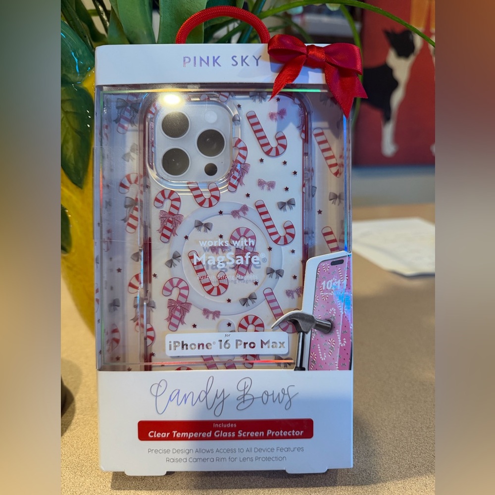 Pink Sky Candy Bows iPhone 16 Pro Max Case - Festive Design